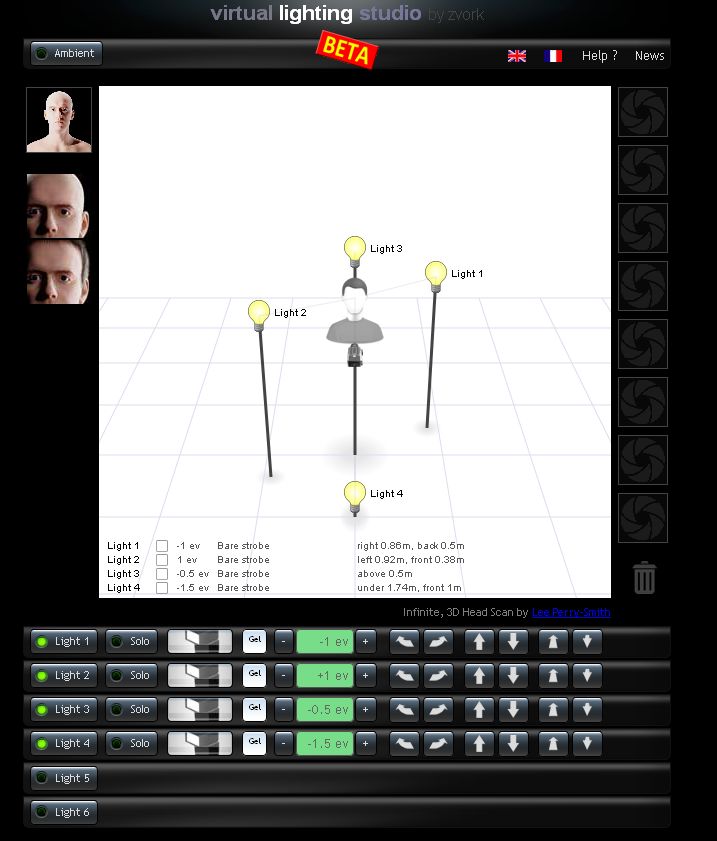 Ansicht des Virtuell Lighting Studios Beta Version
