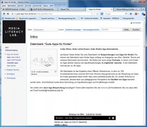 Screenshot der Seite www.gute-apps-fuer-kinder.de
